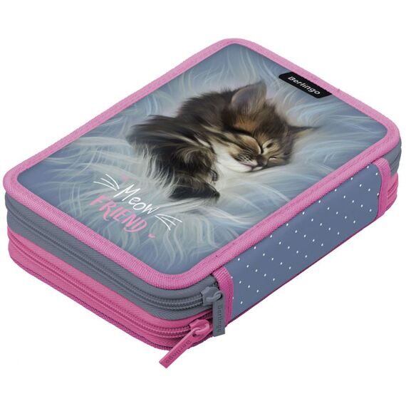 Пенал 2 отделения, 200*140*45 Berlingo "Meow friend 2", полиэстер