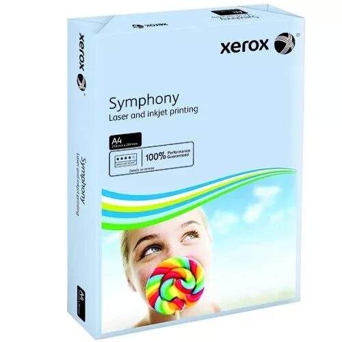 Цветная бумага А4 Xerox Symphony 500 листов / 80 гр голубая Цветная бумага А4 Xerox Symphony 500 листов / 80 гр голубая